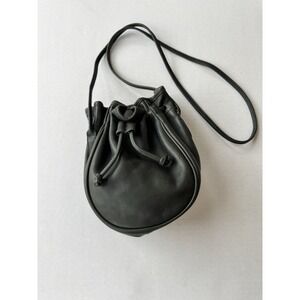 Vintage 90's Coach Marble Bucket Crossbody Bag Green 4031 Leather Drawstring USA